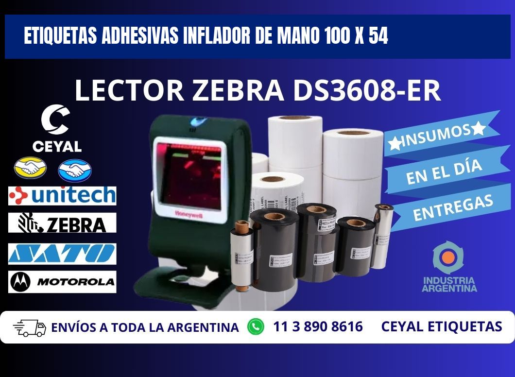 ETIQUETAS ADHESIVAS INFLADOR DE MANO 100 x 54