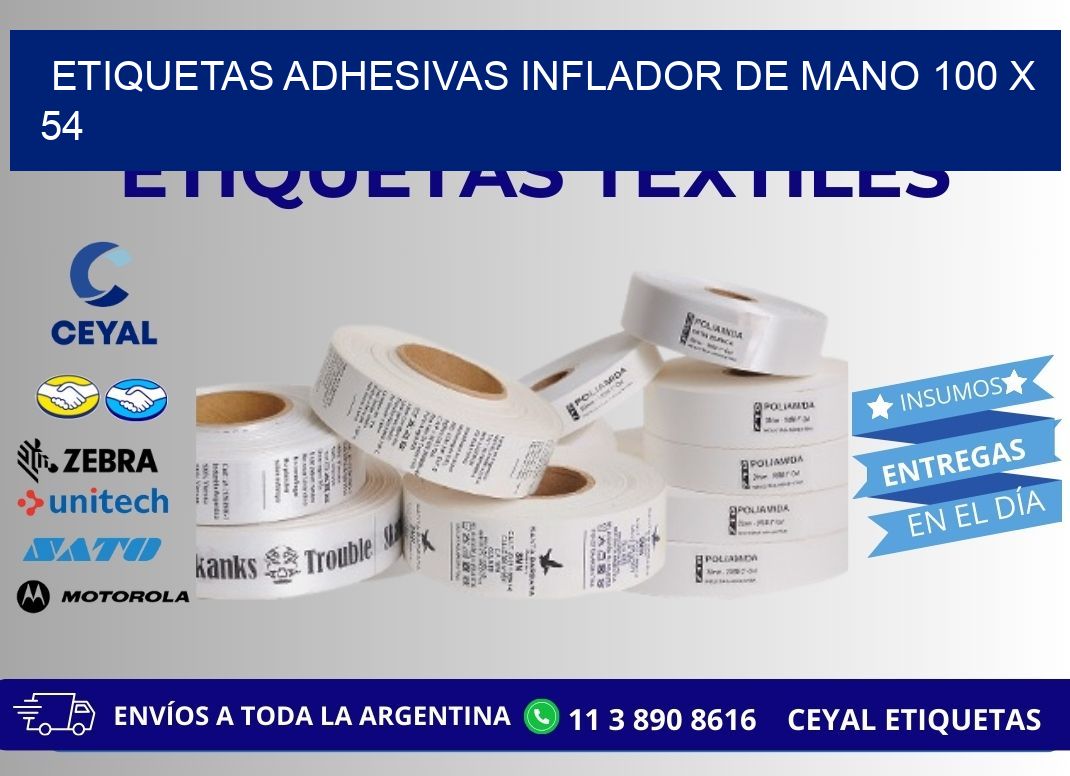 ETIQUETAS ADHESIVAS INFLADOR DE MANO 100 x 54