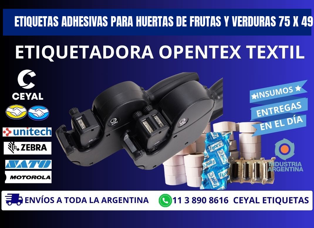 ETIQUETAS ADHESIVAS PARA HUERTAS DE FRUTAS Y VERDURAS 75 x 49