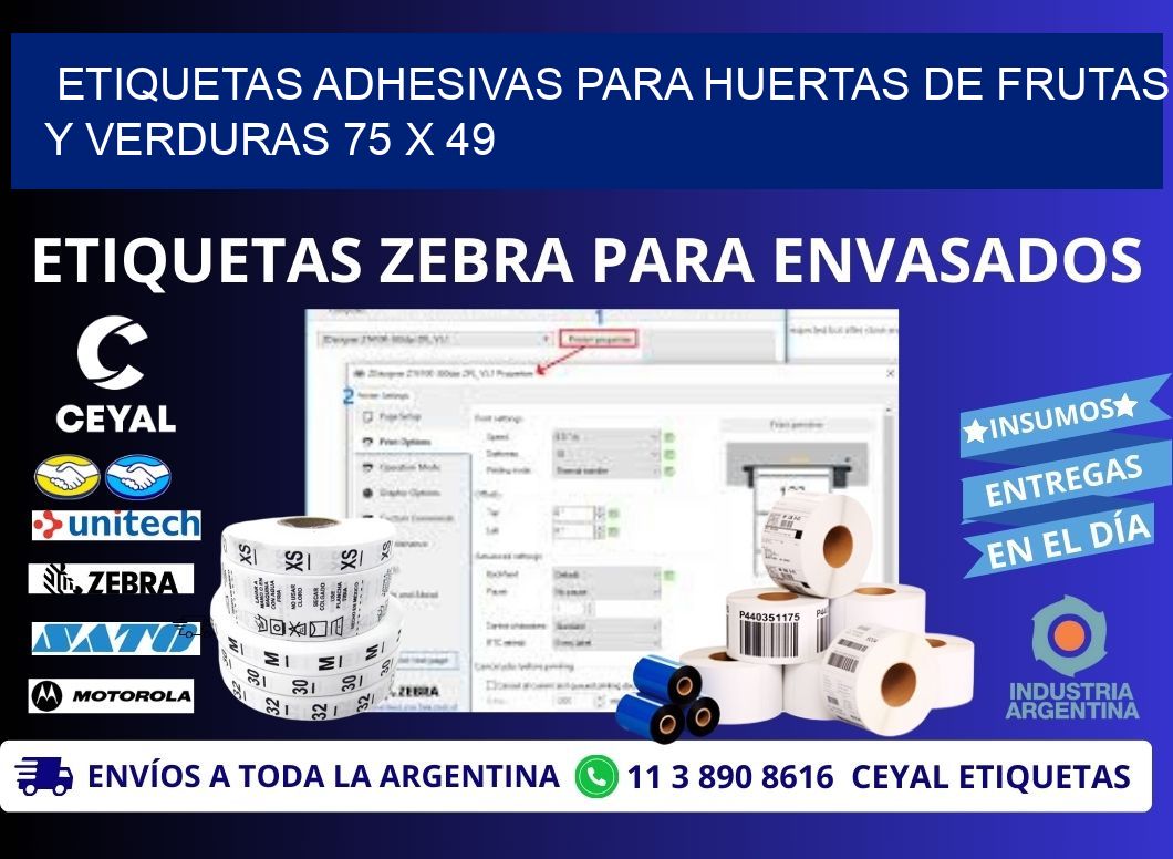 ETIQUETAS ADHESIVAS PARA HUERTAS DE FRUTAS Y VERDURAS 75 x 49