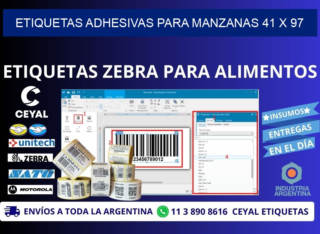 ETIQUETAS ADHESIVAS PARA MANZANAS 41 x 97