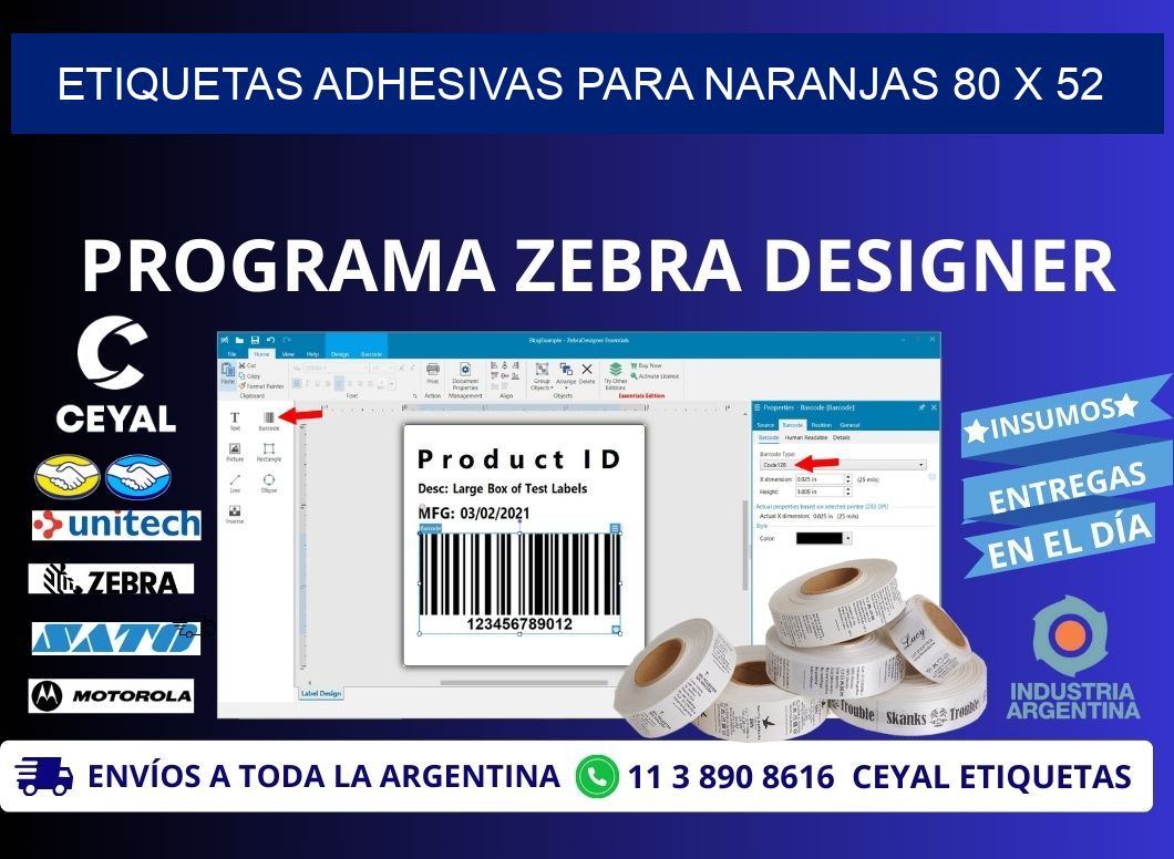 ETIQUETAS ADHESIVAS PARA NARANJAS 80 x 52