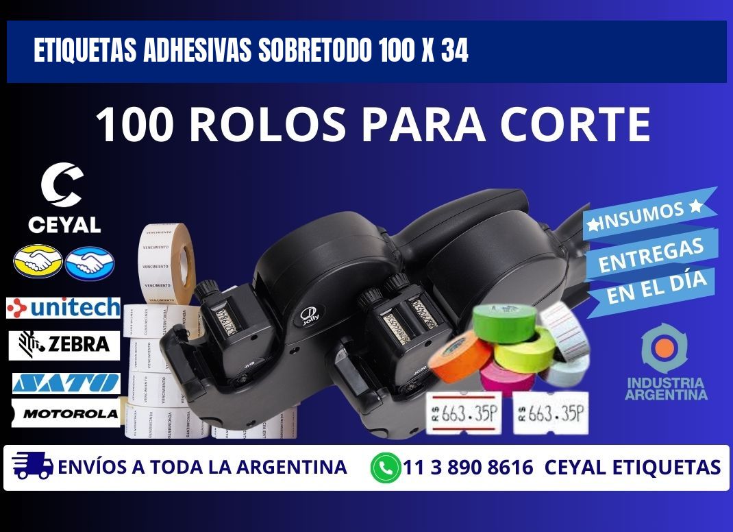 ETIQUETAS ADHESIVAS SOBRETODO 100 x 34