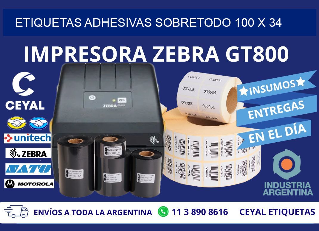 ETIQUETAS ADHESIVAS SOBRETODO 100 x 34
