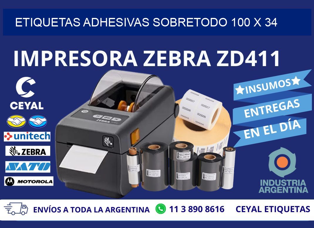 ETIQUETAS ADHESIVAS SOBRETODO 100 x 34
