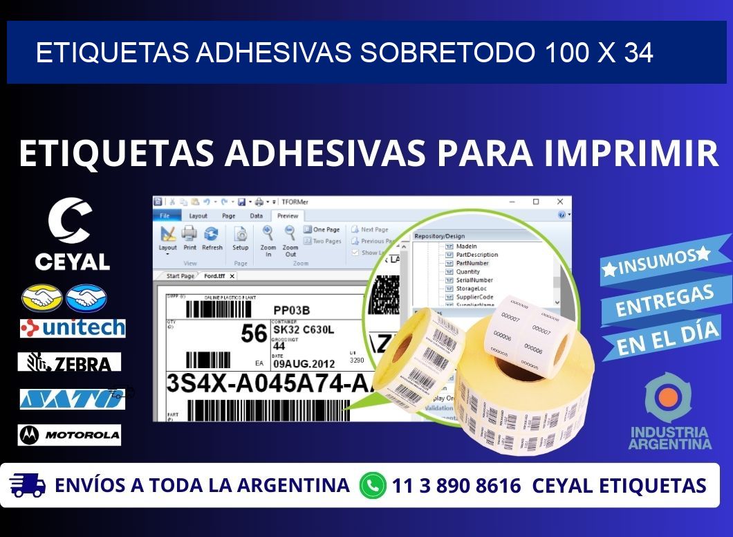 ETIQUETAS ADHESIVAS SOBRETODO 100 x 34