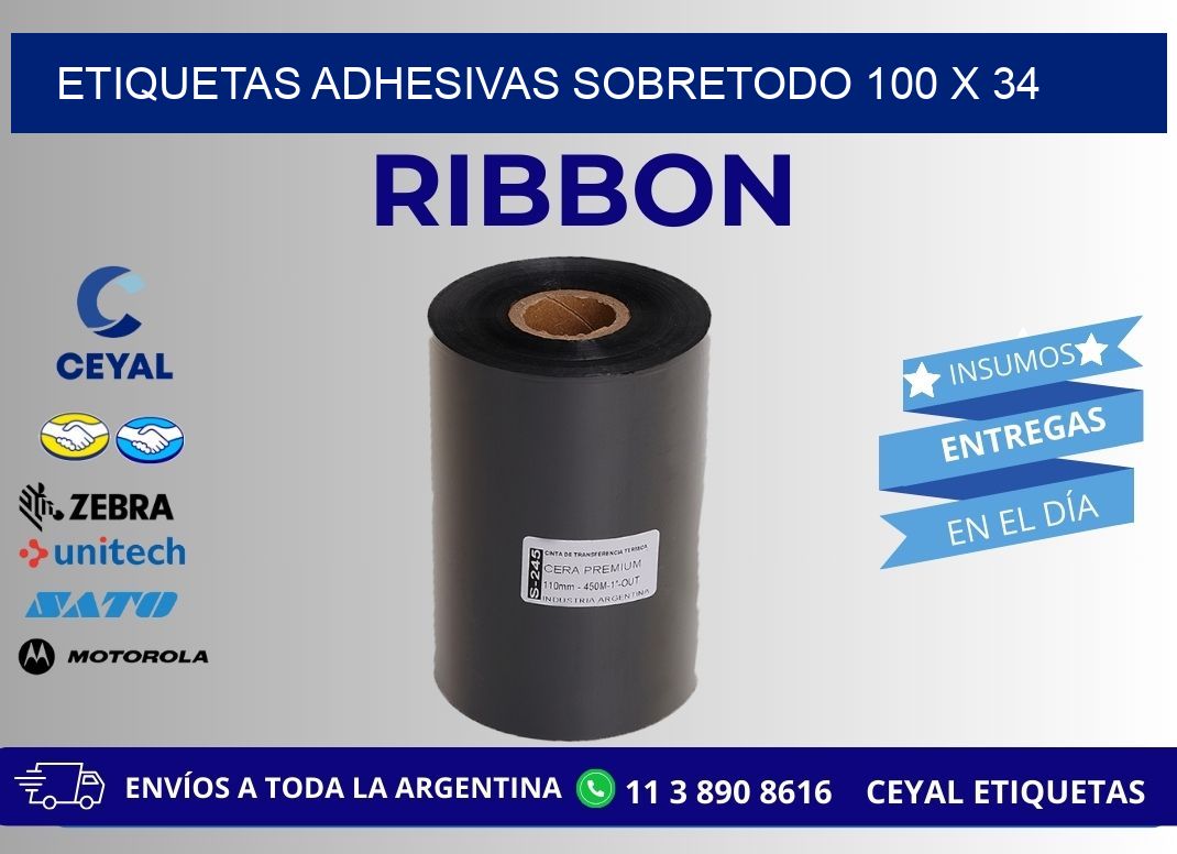 ETIQUETAS ADHESIVAS SOBRETODO 100 x 34