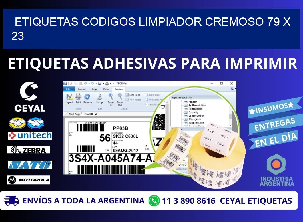 ETIQUETAS CODIGOS LIMPIADOR CREMOSO 79 x 23