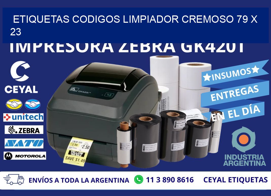 ETIQUETAS CODIGOS LIMPIADOR CREMOSO 79 x 23