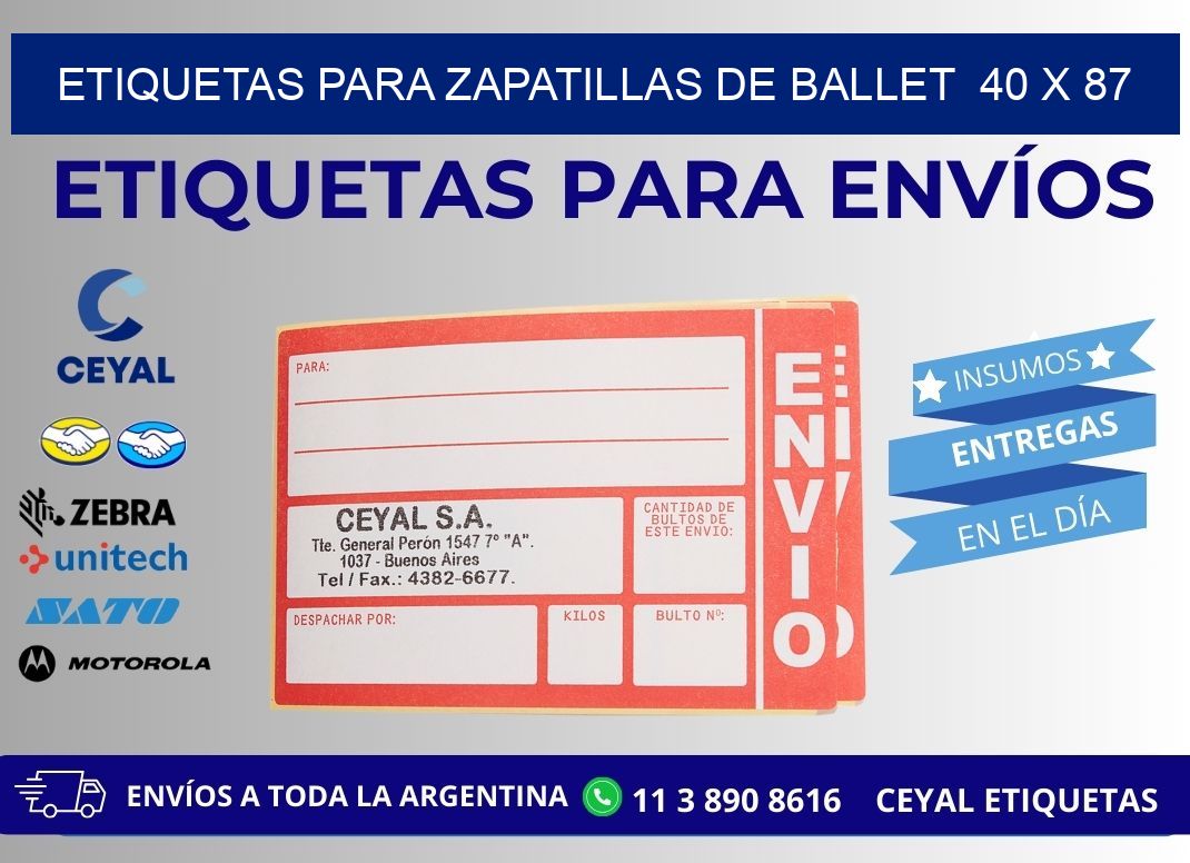 ETIQUETAS PARA ZAPATILLAS DE BALLET 40 x 87