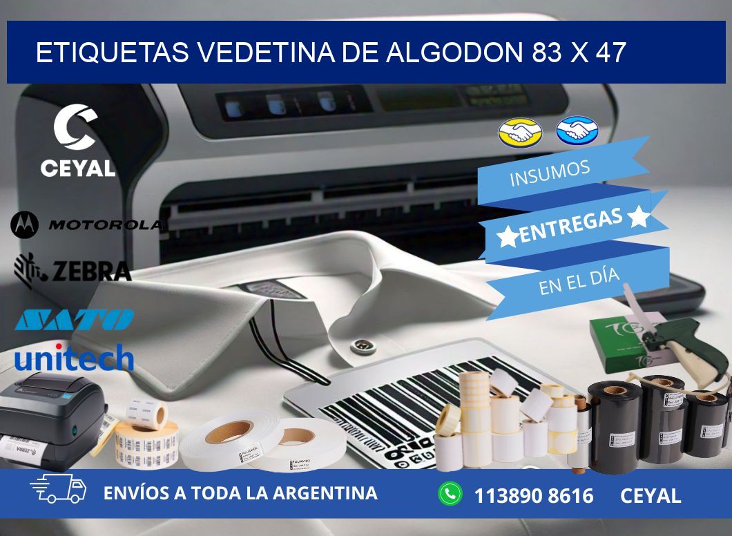 ETIQUETAS VEDETINA DE ALGODON 83 x 47