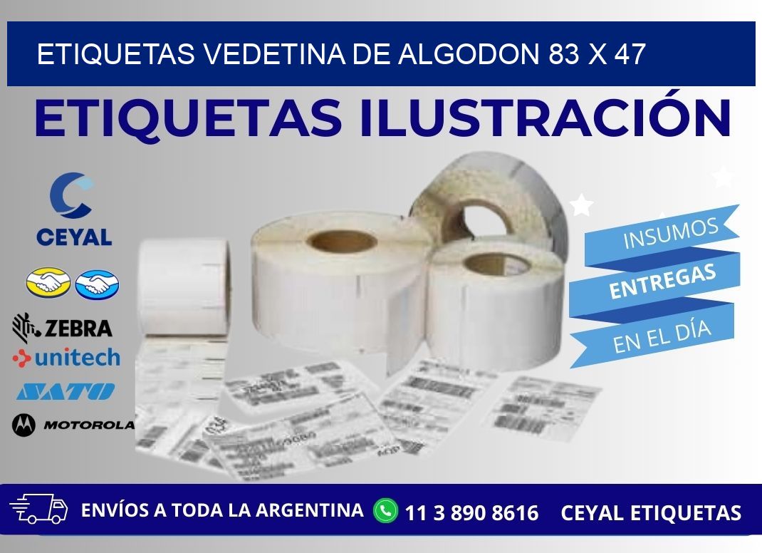 ETIQUETAS VEDETINA DE ALGODON 83 x 47