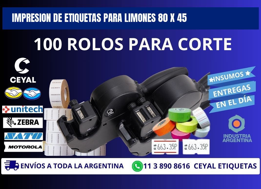 IMPRESION DE ETIQUETAS PARA LIMONES 80 x 45