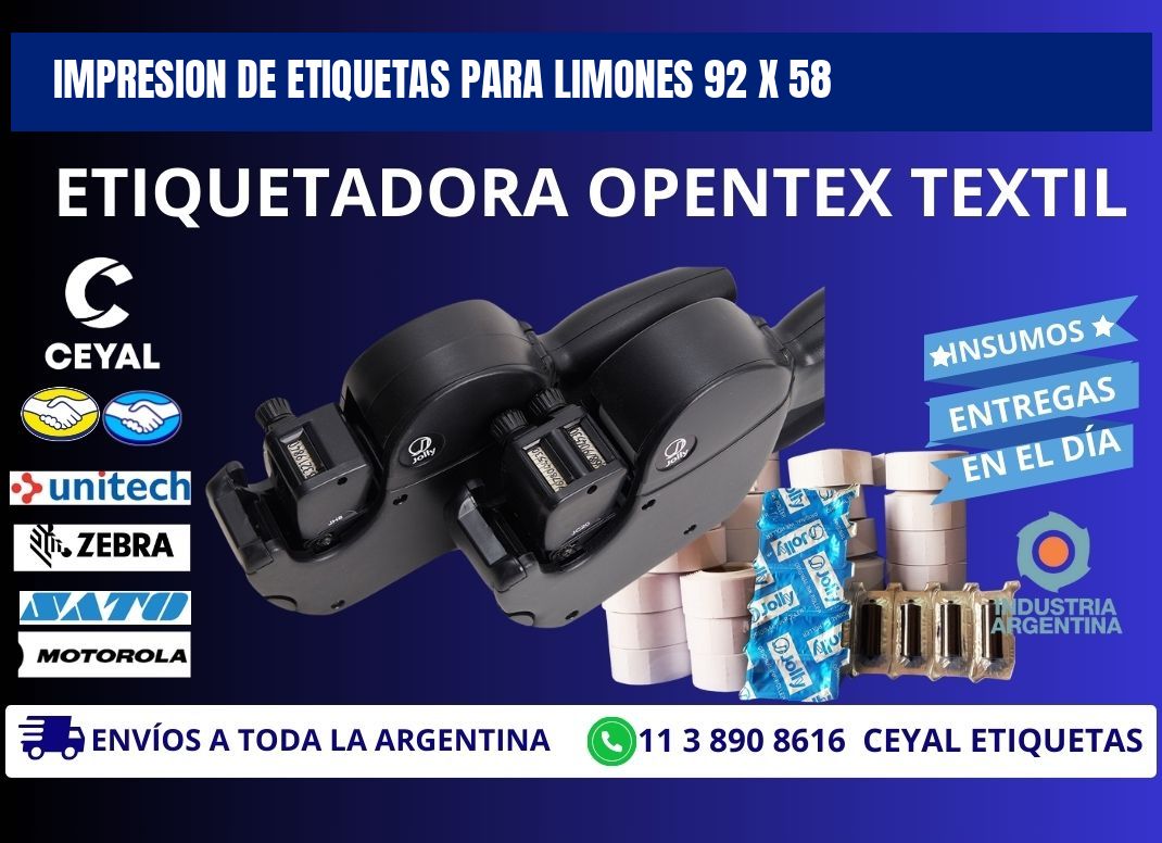 IMPRESION DE ETIQUETAS PARA LIMONES 92 x 58