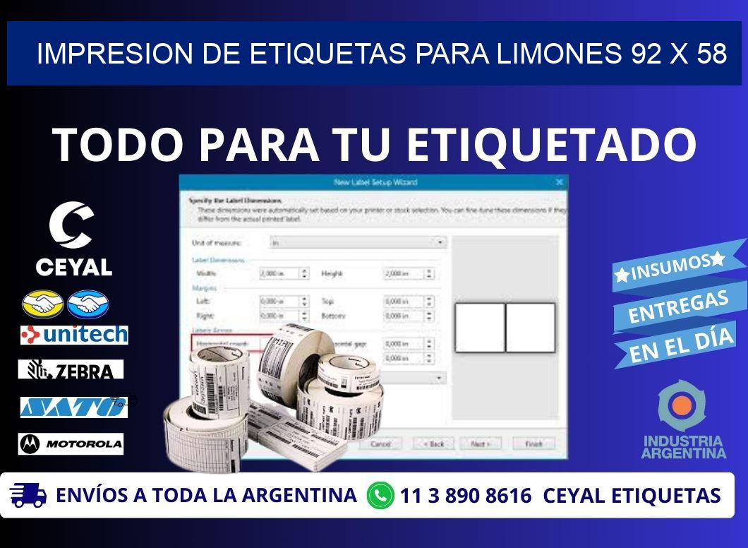 IMPRESION DE ETIQUETAS PARA LIMONES 92 x 58