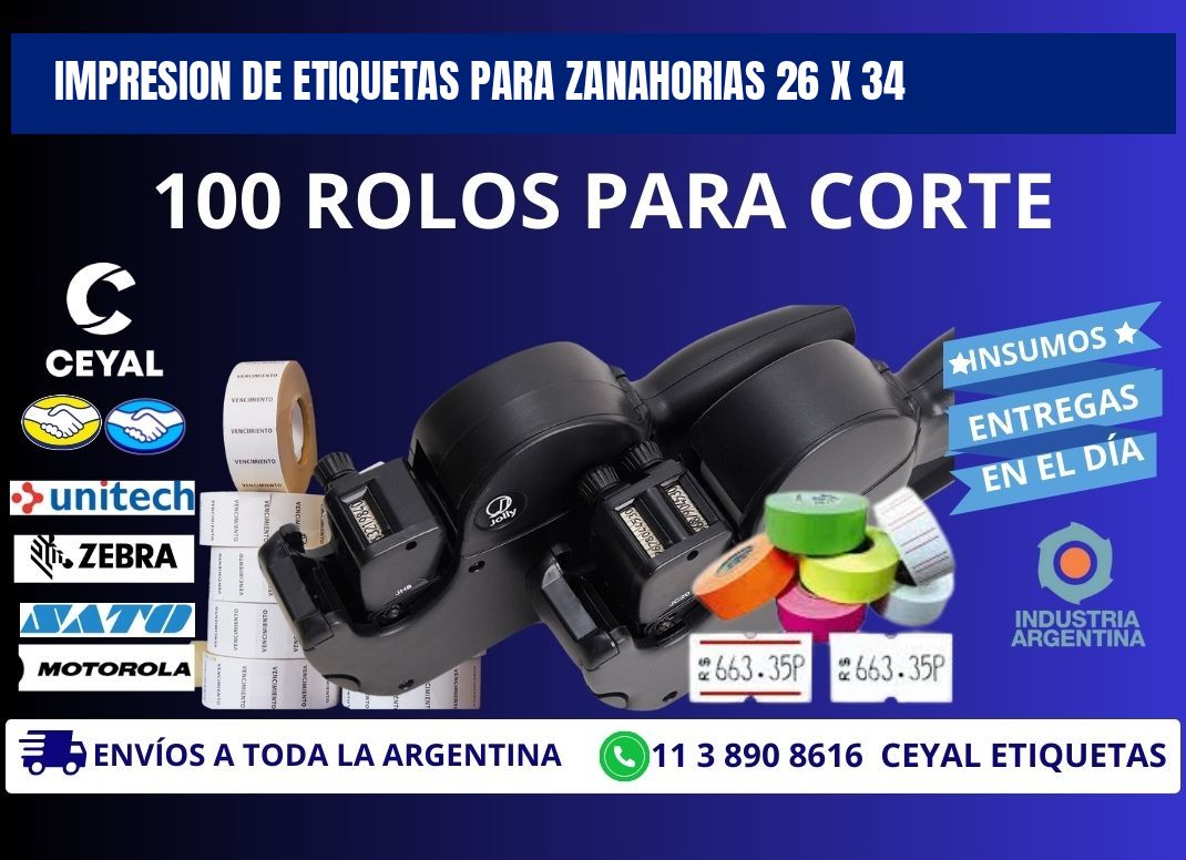 IMPRESION DE ETIQUETAS PARA ZANAHORIAS 26 x 34
