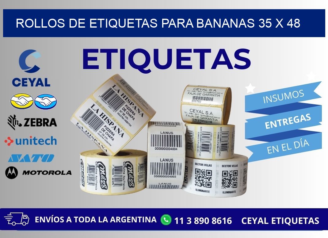 ROLLOS DE ETIQUETAS PARA BANANAS 35 x 48