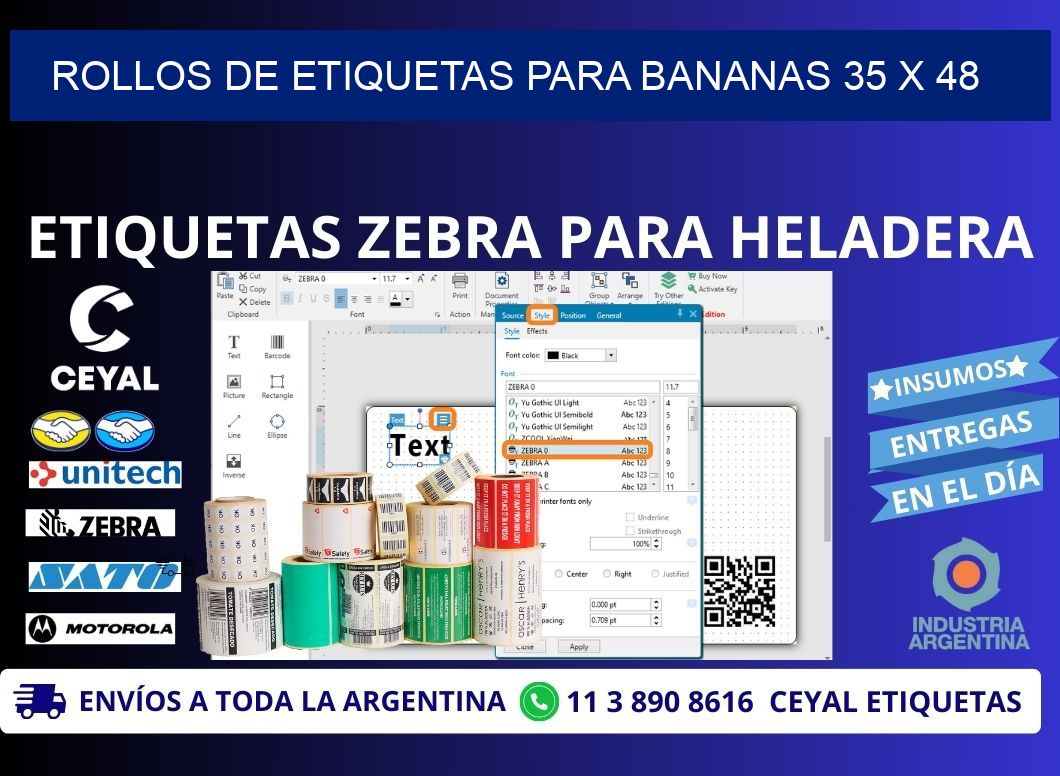 ROLLOS DE ETIQUETAS PARA BANANAS 35 x 48