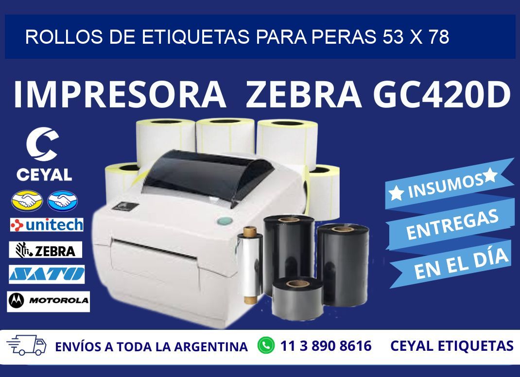 ROLLOS DE ETIQUETAS PARA PERAS 53 x 78
