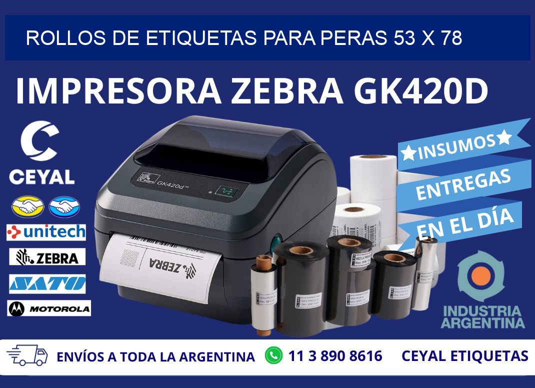 ROLLOS DE ETIQUETAS PARA PERAS 53 x 78