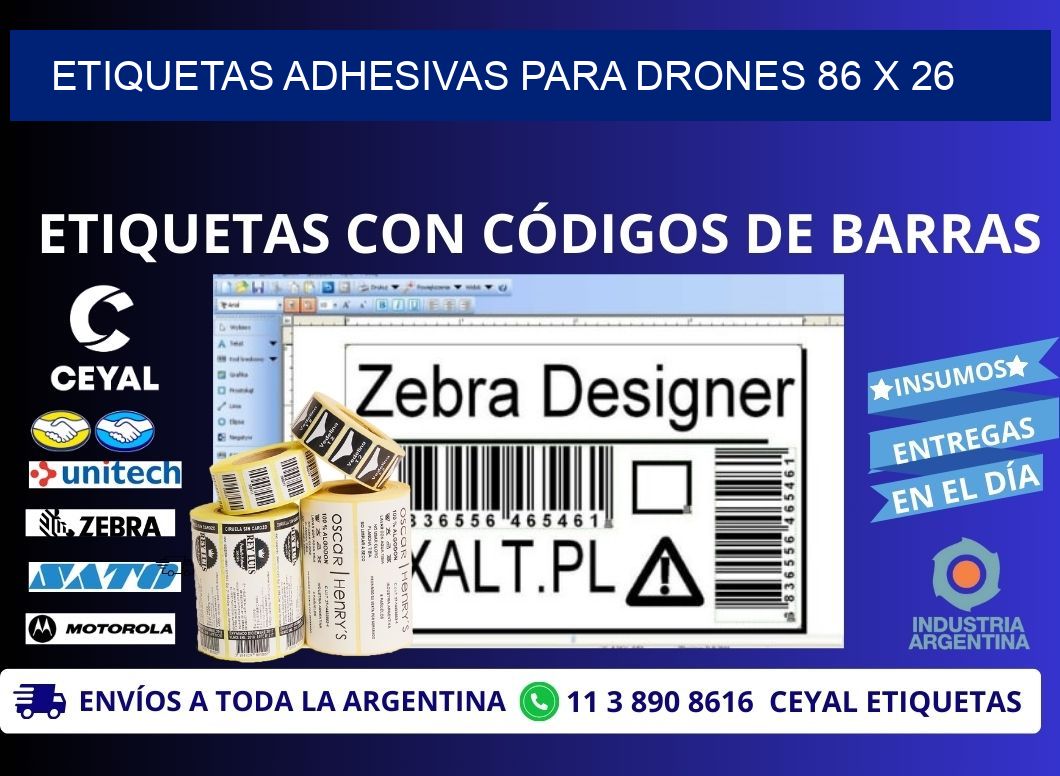ETIQUETAS ADHESIVAS PARA DRONES 86 x 26