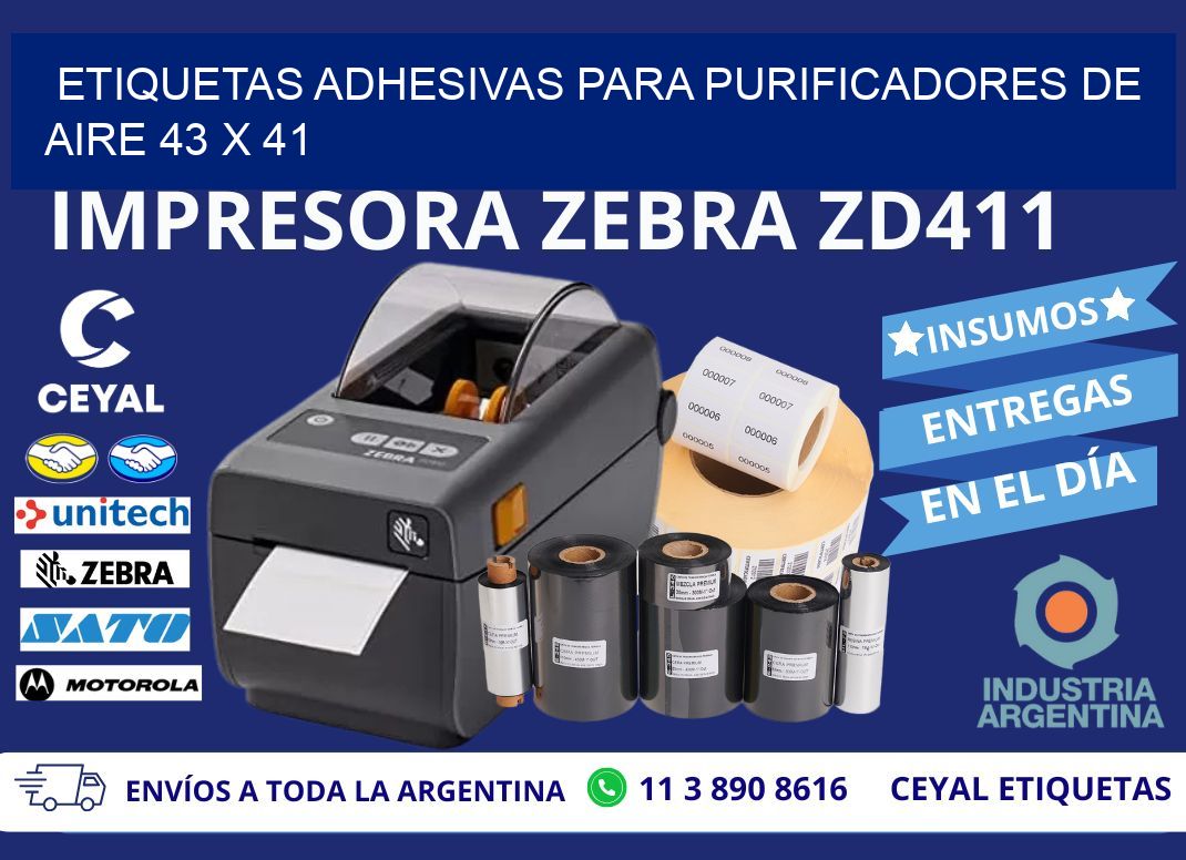 ETIQUETAS ADHESIVAS PARA PURIFICADORES DE AIRE 43 x 41