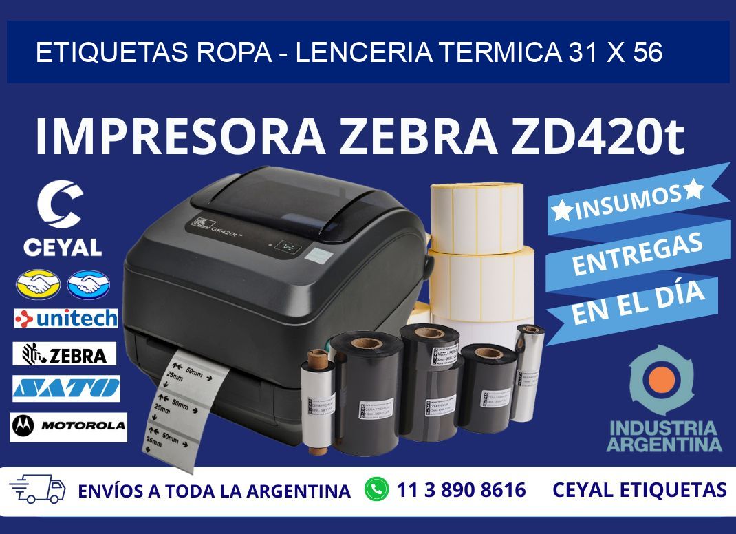 ETIQUETAS ROPA - LENCERIA TERMICA 31 x 56