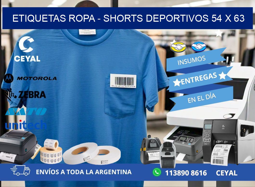 ETIQUETAS ROPA - SHORTS DEPORTIVOS 54 x 63