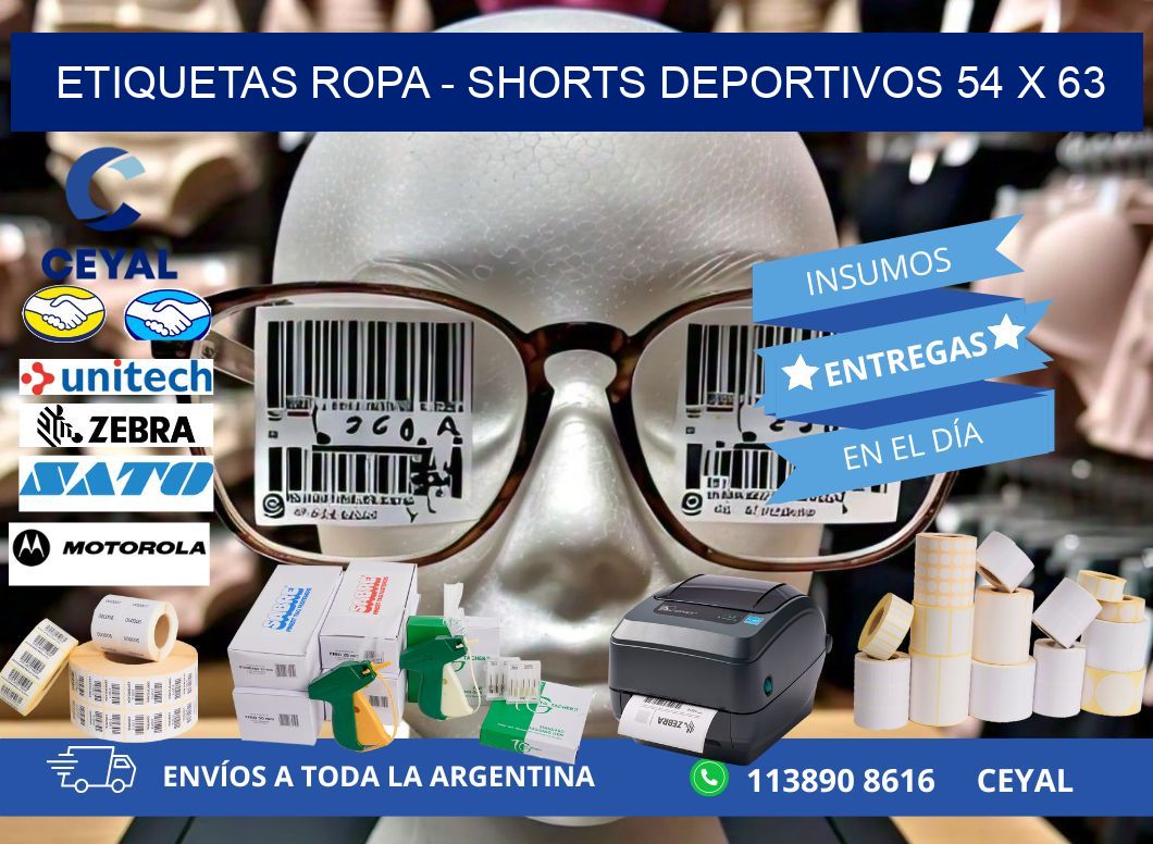 ETIQUETAS ROPA - SHORTS DEPORTIVOS 54 x 63