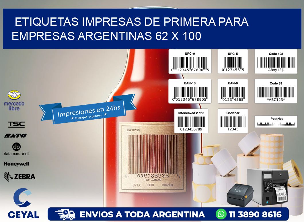 Etiquetas Impresas de Primera para Empresas Argentinas 62 x 100