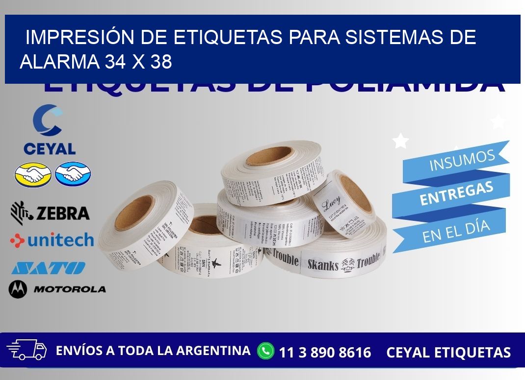 IMPRESIÓN DE ETIQUETAS PARA SISTEMAS DE ALARMA 34 x 38
