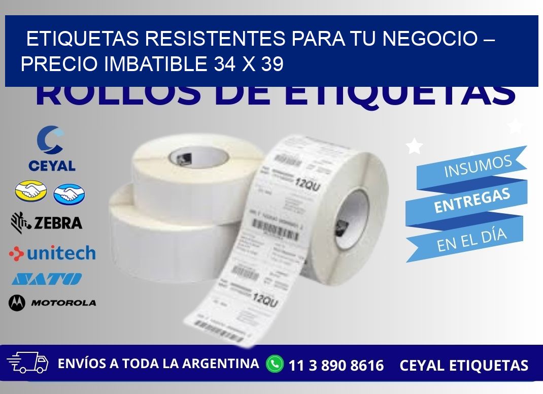 ETIQUETAS RESISTENTES PARA TU NEGOCIO – PRECIO IMBATIBLE 34 x 39