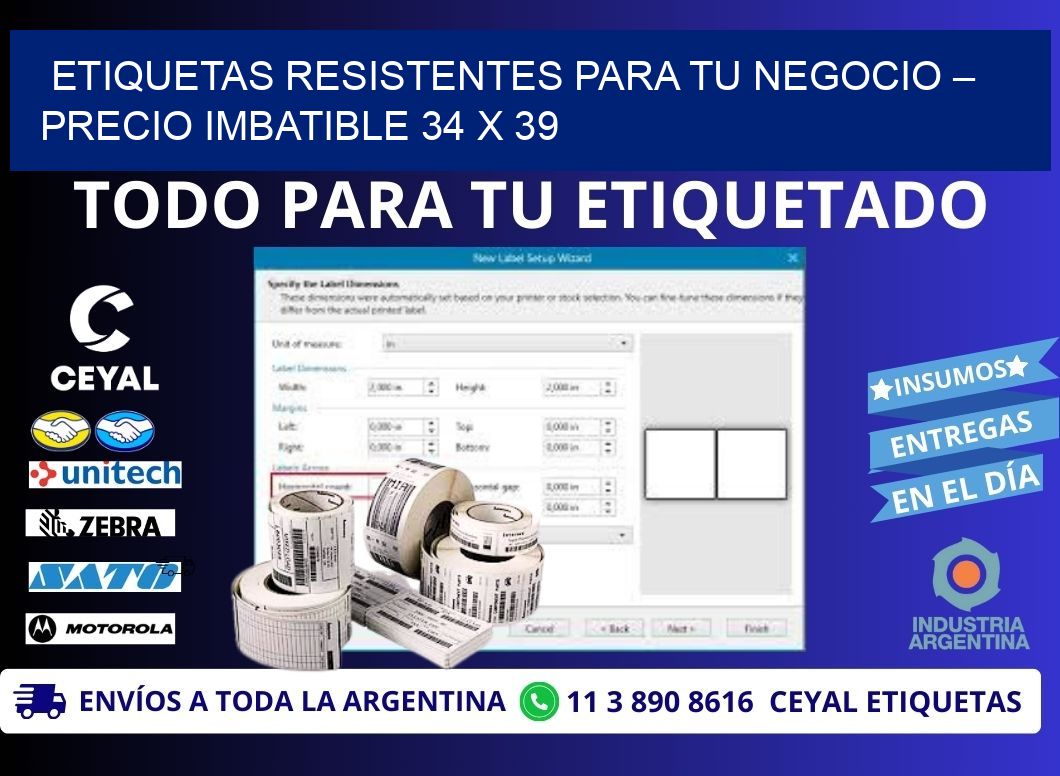 ETIQUETAS RESISTENTES PARA TU NEGOCIO – PRECIO IMBATIBLE 34 x 39