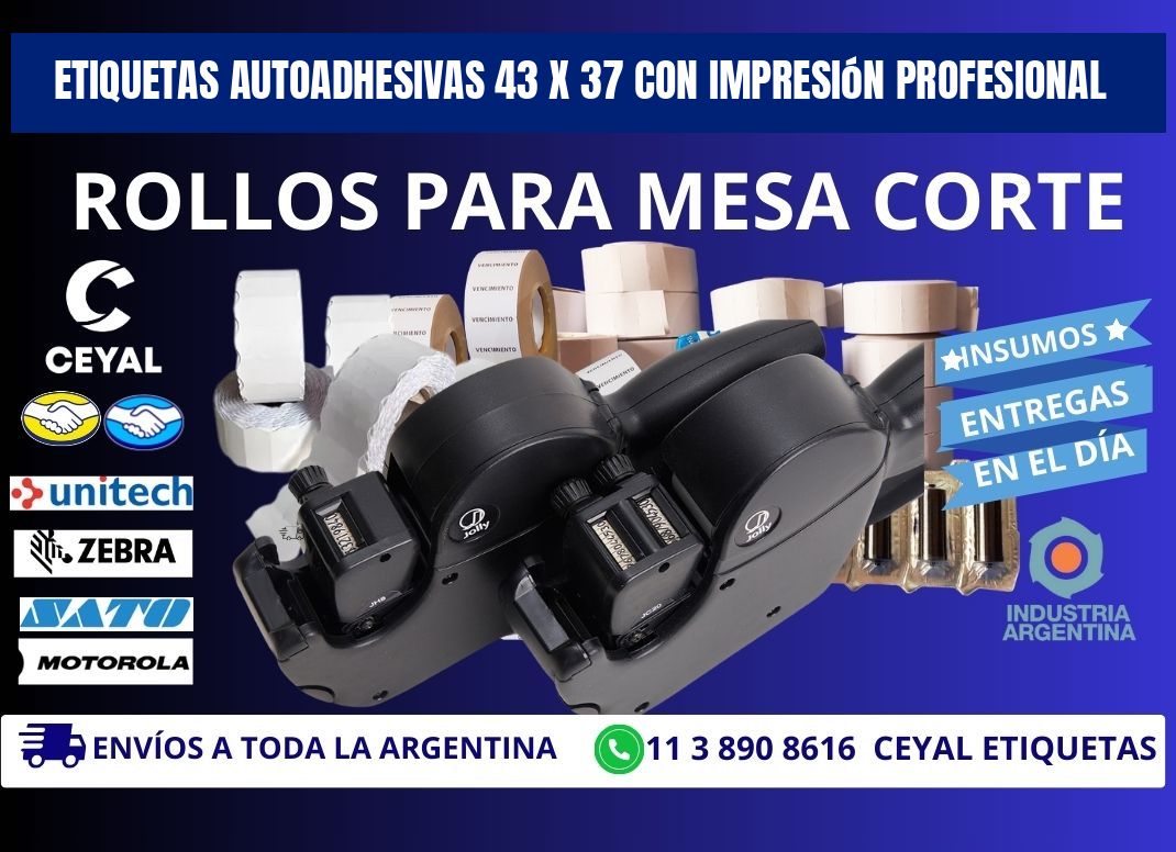 Etiquetas Autoadhesivas 43 x 37 con Impresión Profesional