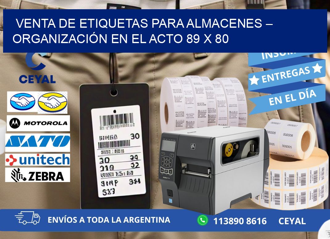 VENTA DE ETIQUETAS PARA ALMACENES – ORGANIZACIÓN EN EL ACTO 89 x 80