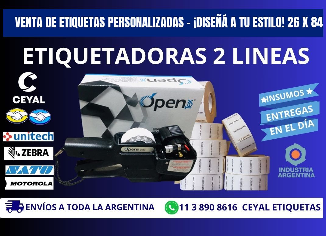 VENTA DE ETIQUETAS PERSONALIZADAS – ¡DISEÑÁ A TU ESTILO! 26 x 84
