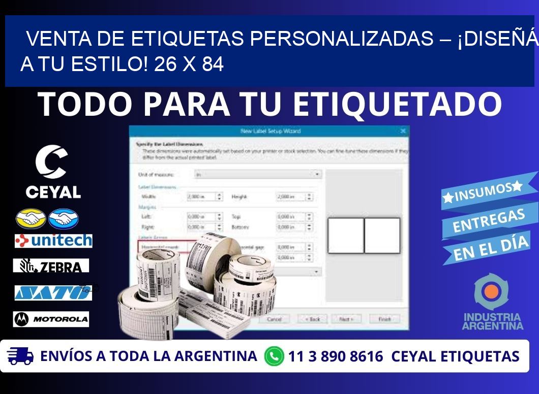 VENTA DE ETIQUETAS PERSONALIZADAS – ¡DISEÑÁ A TU ESTILO! 26 x 84
