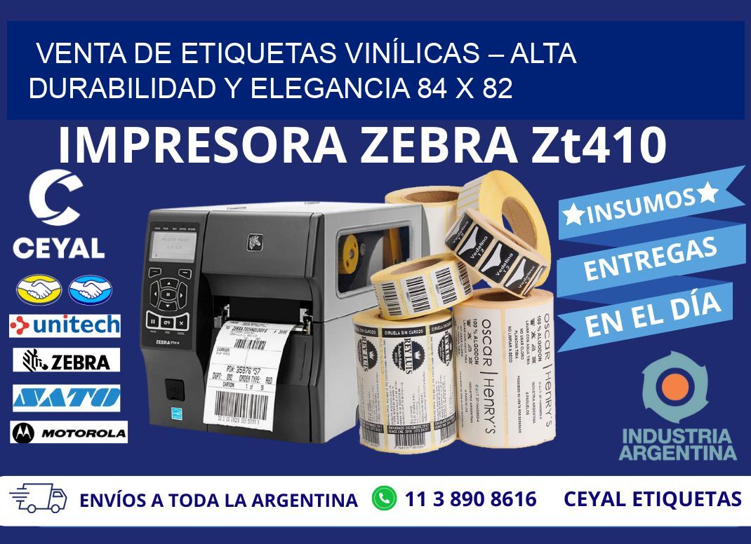VENTA DE ETIQUETAS VINÍLICAS – ALTA DURABILIDAD Y ELEGANCIA 84 x 82