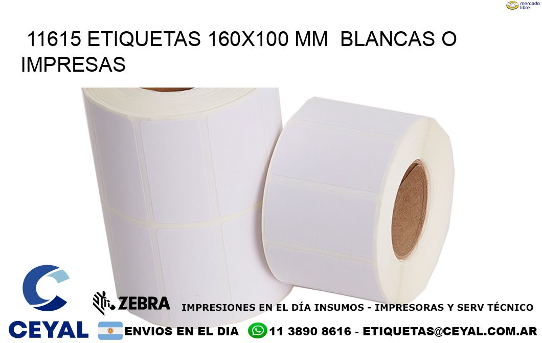 11615 ETIQUETAS 160x100 mm  BLANCAS O IMPRESAS