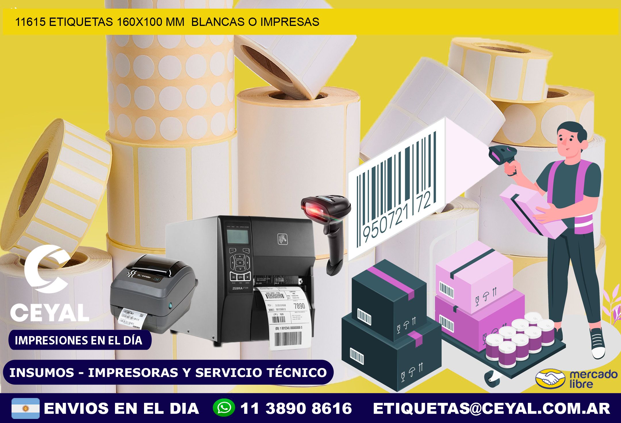 11615 ETIQUETAS 160x100 mm  BLANCAS O IMPRESAS