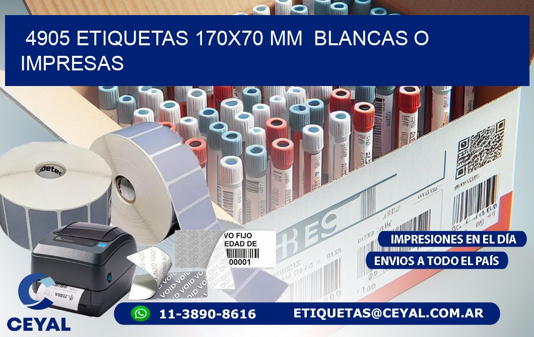 4905 ETIQUETAS 170x70 mm  BLANCAS O IMPRESAS