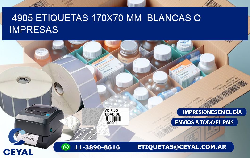 4905 ETIQUETAS 170x70 mm  BLANCAS O IMPRESAS
