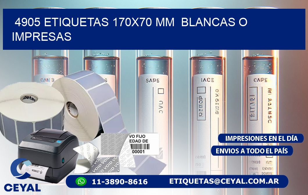 4905 ETIQUETAS 170x70 mm  BLANCAS O IMPRESAS
