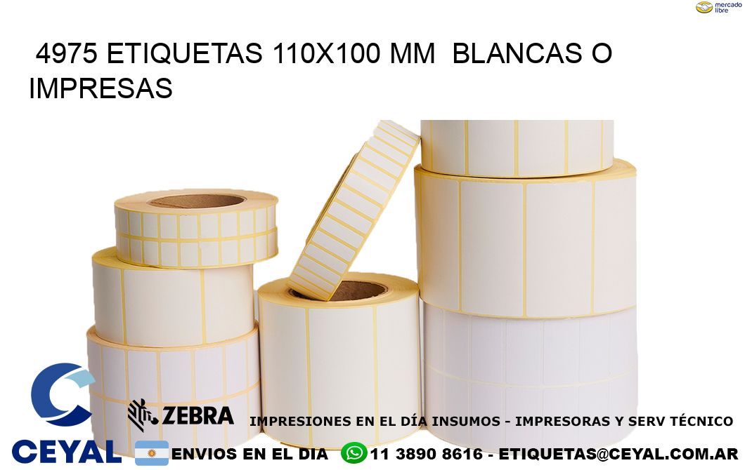 4975 ETIQUETAS 110x100 mm  BLANCAS O IMPRESAS