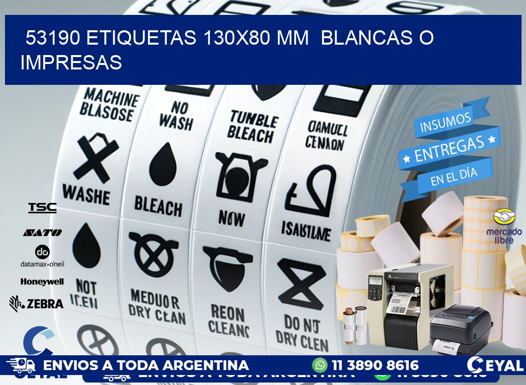 53190 ETIQUETAS 130x80 mm  BLANCAS O IMPRESAS