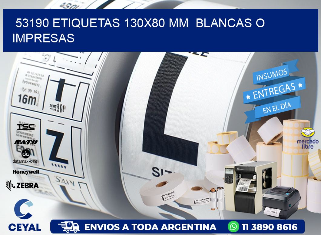 53190 ETIQUETAS 130x80 mm  BLANCAS O IMPRESAS