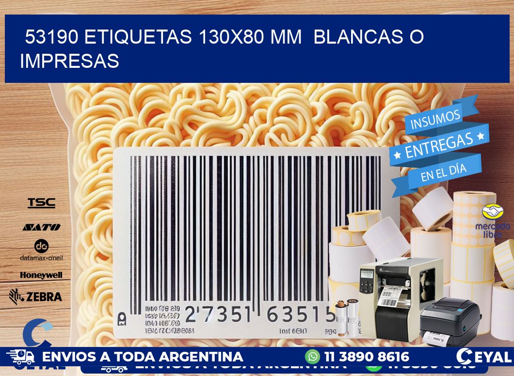 53190 ETIQUETAS 130x80 mm  BLANCAS O IMPRESAS