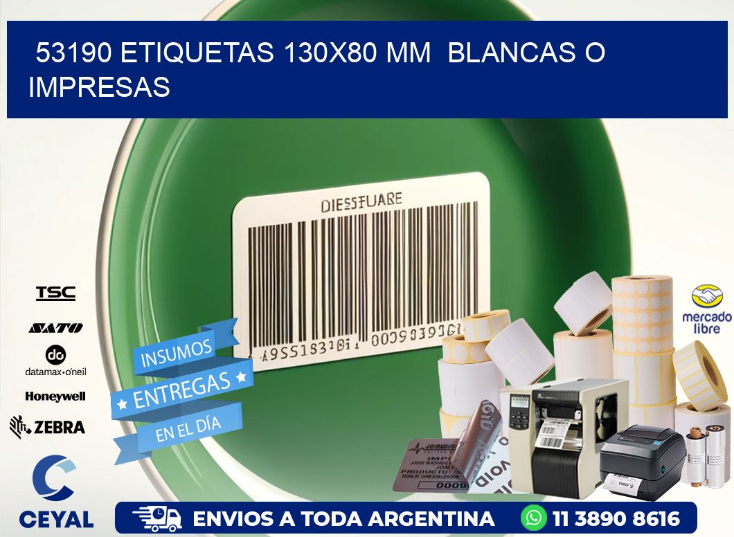 53190 ETIQUETAS 130x80 mm  BLANCAS O IMPRESAS