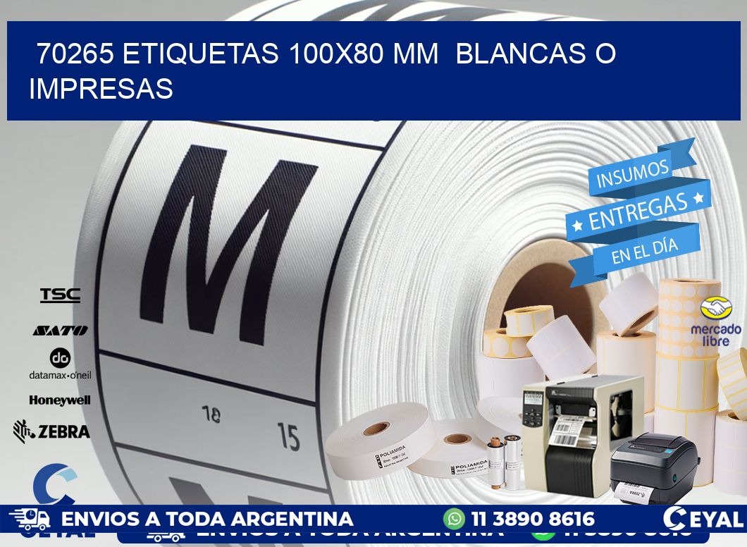 70265 ETIQUETAS 100x80 mm  BLANCAS O IMPRESAS