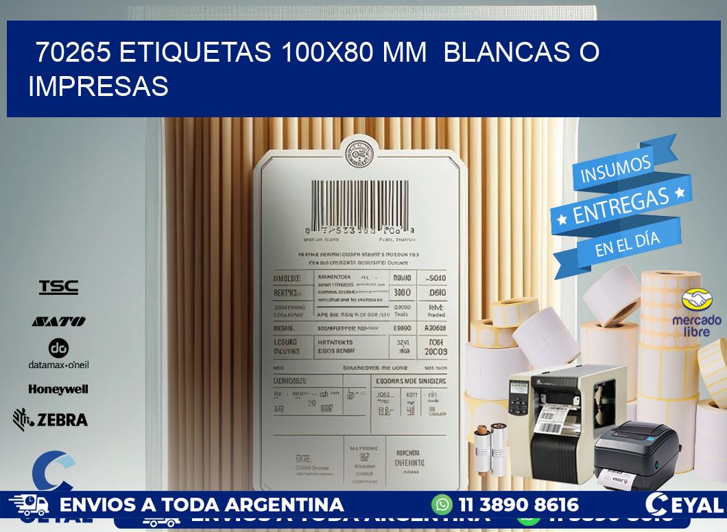 70265 ETIQUETAS 100x80 mm  BLANCAS O IMPRESAS